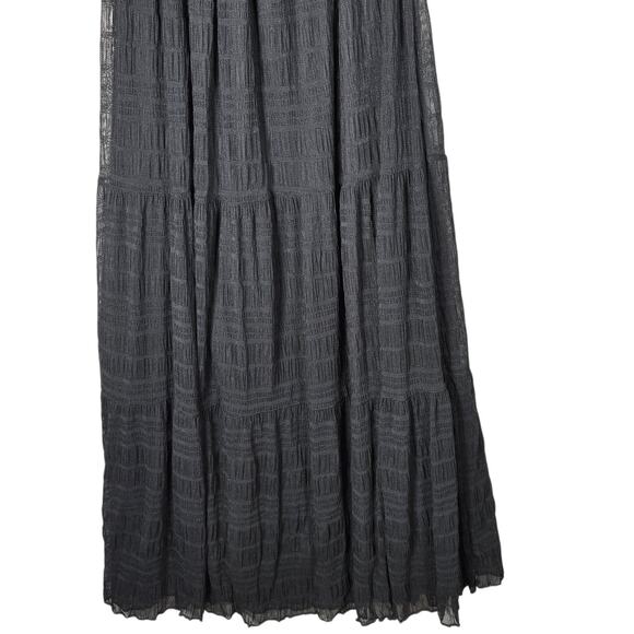 Max Studio Black Smocked Maxi Dress XS Flutter Sleeve Tiered Boho Whimsigoth - Picture 10 of 12